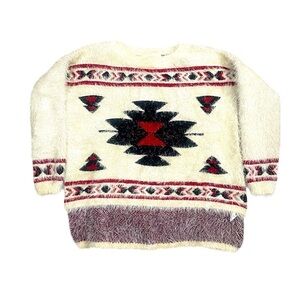 Everleigh Aztec Fuzzy High Low Hem Sweater Size Large